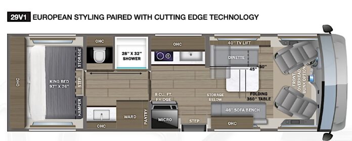 Thor Embark electric motorhome interior layout