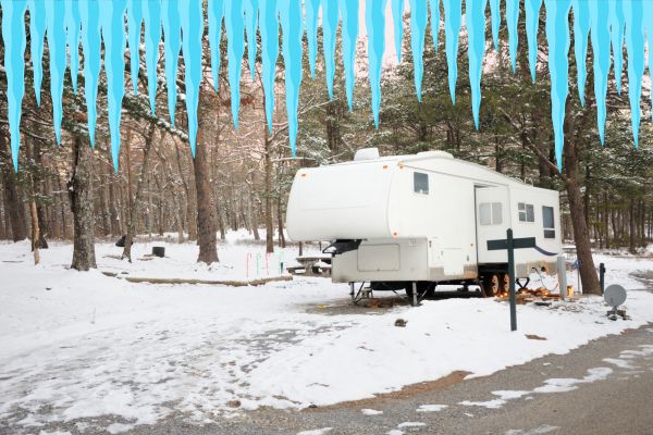 rv in winter, image for post talking about the best winter RV gear