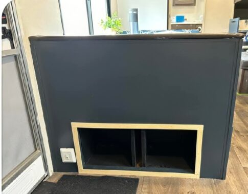 Shoe storage inside dinette cutout Image: Facebook by Denise MN