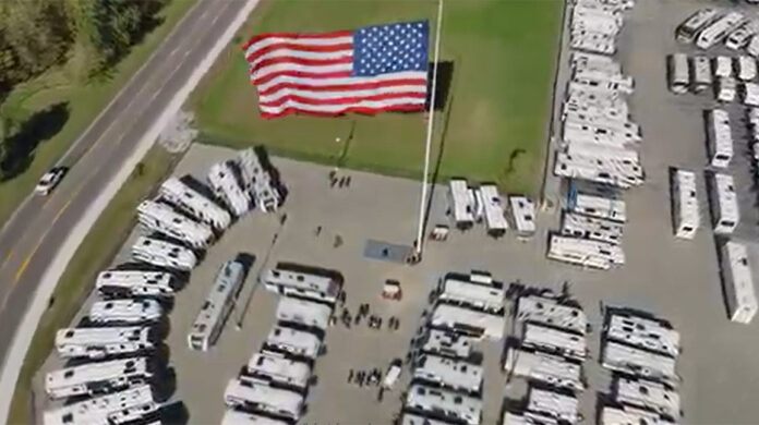 Camping World Coldwater flagpole dispute