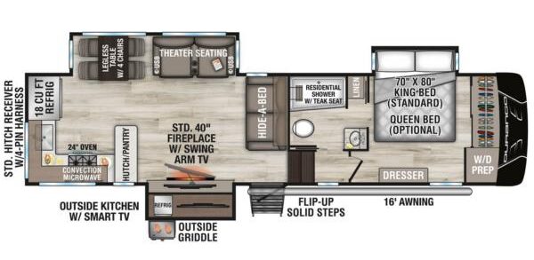 KZ Durango 321RKT fifth wheel floorplan