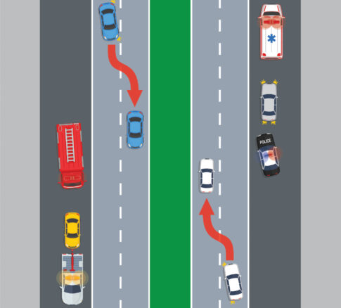 diagram of lawful move over, slow down law Image: NHTSA