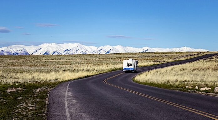 motorhome driving on highway