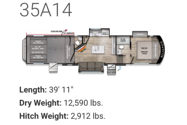 Alliance Valor 5th wheel floor plan