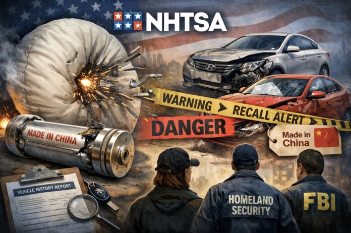 Warning illustration about defective airbags