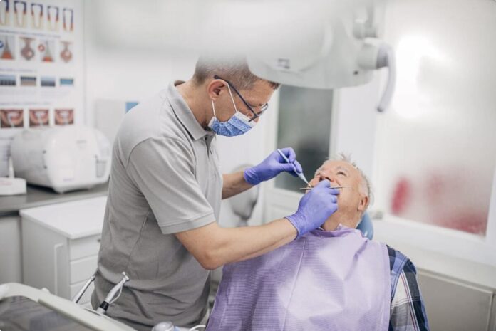 Older man in dentist chair