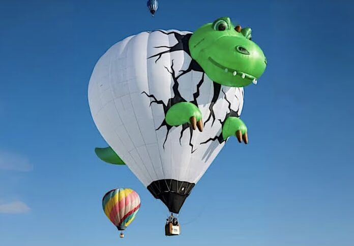 Hot air balloon looks like a dinosaur