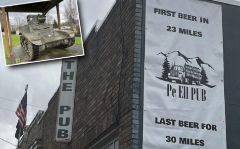 Pub sign advertising beer in Pe Ell, Washington
