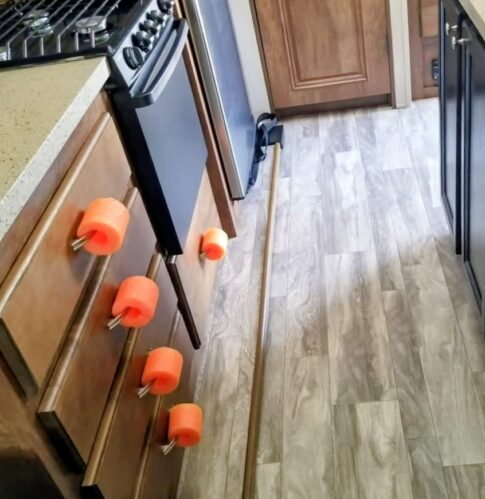 drawer handle covers using pool noodles Image: FB (no name provided)