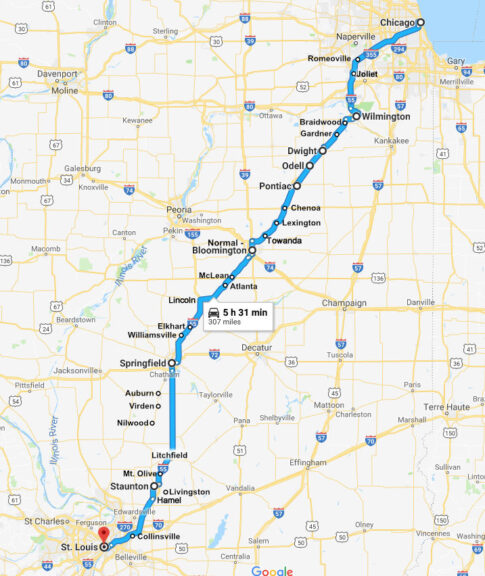 IL Route 66 map Image: route66roadtrip.com