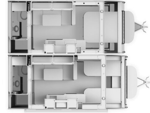 nuCamp Haven 220 travl trailer floorplan options