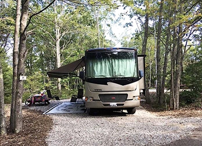 Motorhome at Sandy Pines campground d