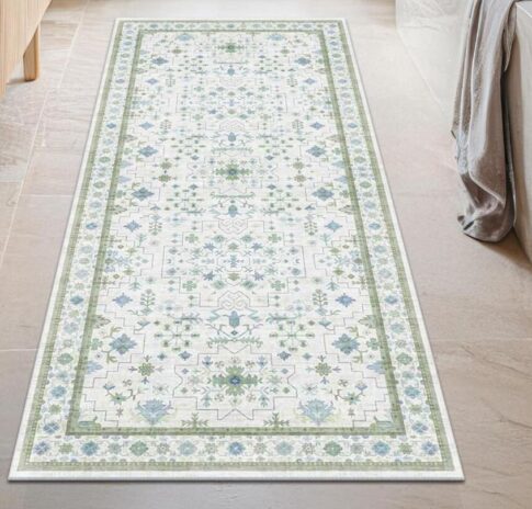 green patterned floor rug runner Image: Amazon