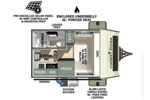 No Boundaries or NoBo 13.1 travel trailer floorplan