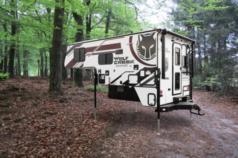 2026 Wolf Creek 850 review with specs, layout details, storage, bath, bedroom, and a clear take on this rugged non-slide truck camper.