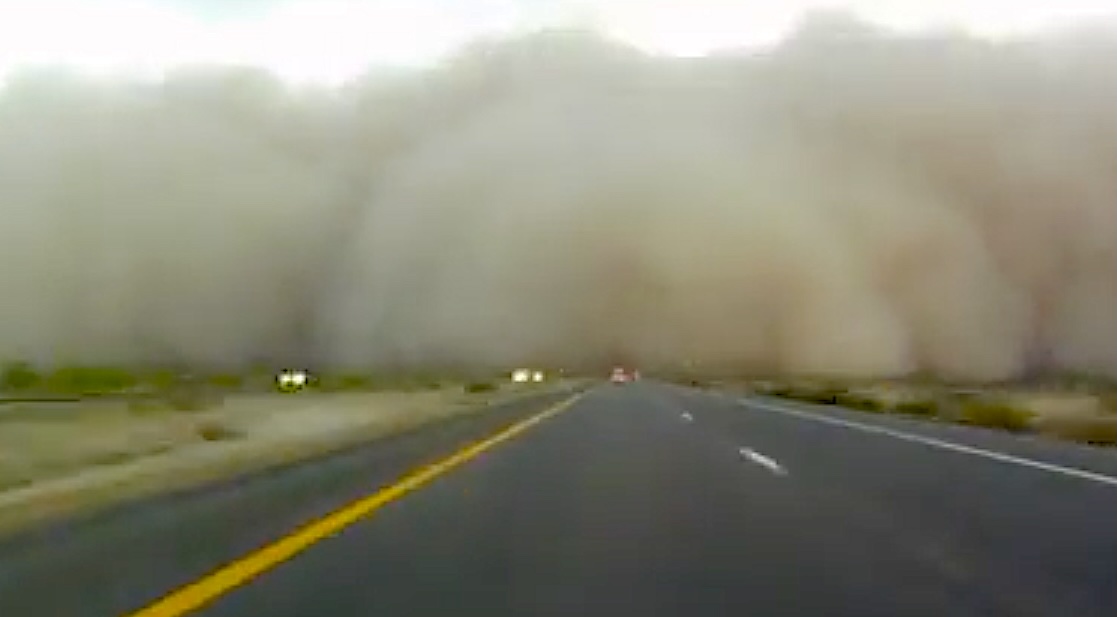 What to do if driving toward a dust storm