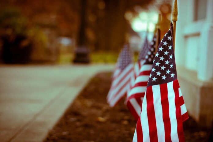 street with American flags Pexels image