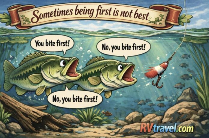 Bass argue about biting lure