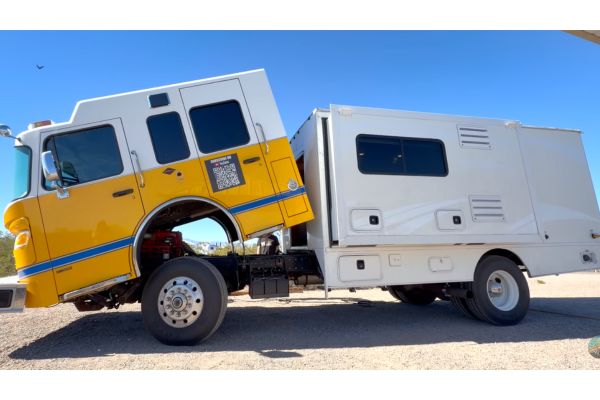 they bolted an RV trailer on a fire truck